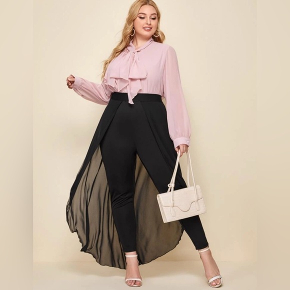 SHEIN Pants - Leggings with a chiffon overlay